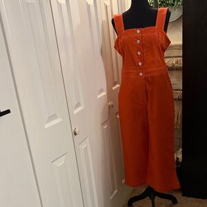 So Me Vibrant Orange Buttoned Jumpsuit
